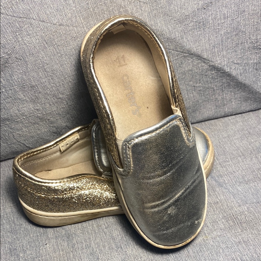 Carter's Shiny Silver Kids Slip-On Sneakers